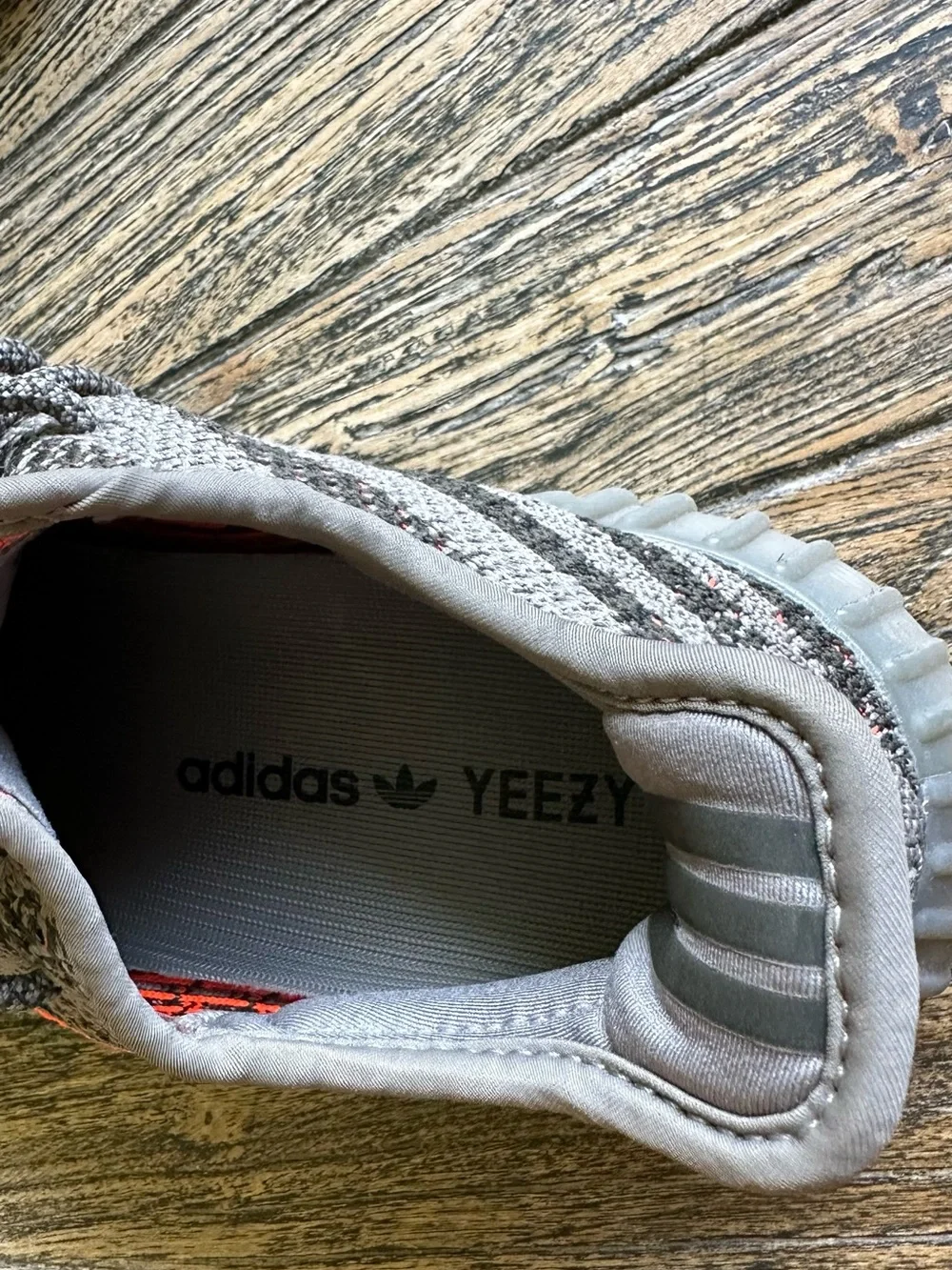 Yeezy Low-Top Sneaker in Gray with Orange Accent